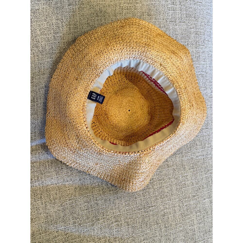 Gap Straw Sun Hat Pink Stripes 100% Raffia Women’s Small Medium - Picture 5 of 7